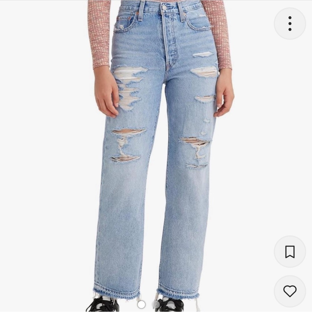 Levi’s High-waisted straight leg blue jeans